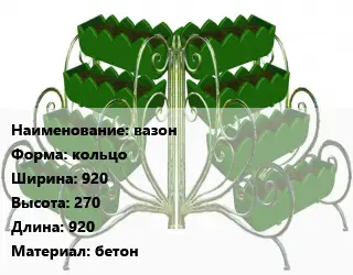 Цветник вазон кольцо 920х270х920 Материал:бетон